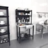 NEW.Commercial Sink with Drainboard and Adjustable Shelves Pegboard for Hanging Tools 1