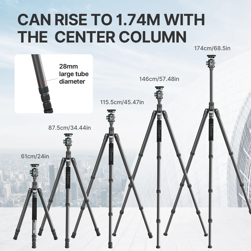 Ulanzi MT-61 Lightweight Carbon Fiber Travel Tripod with