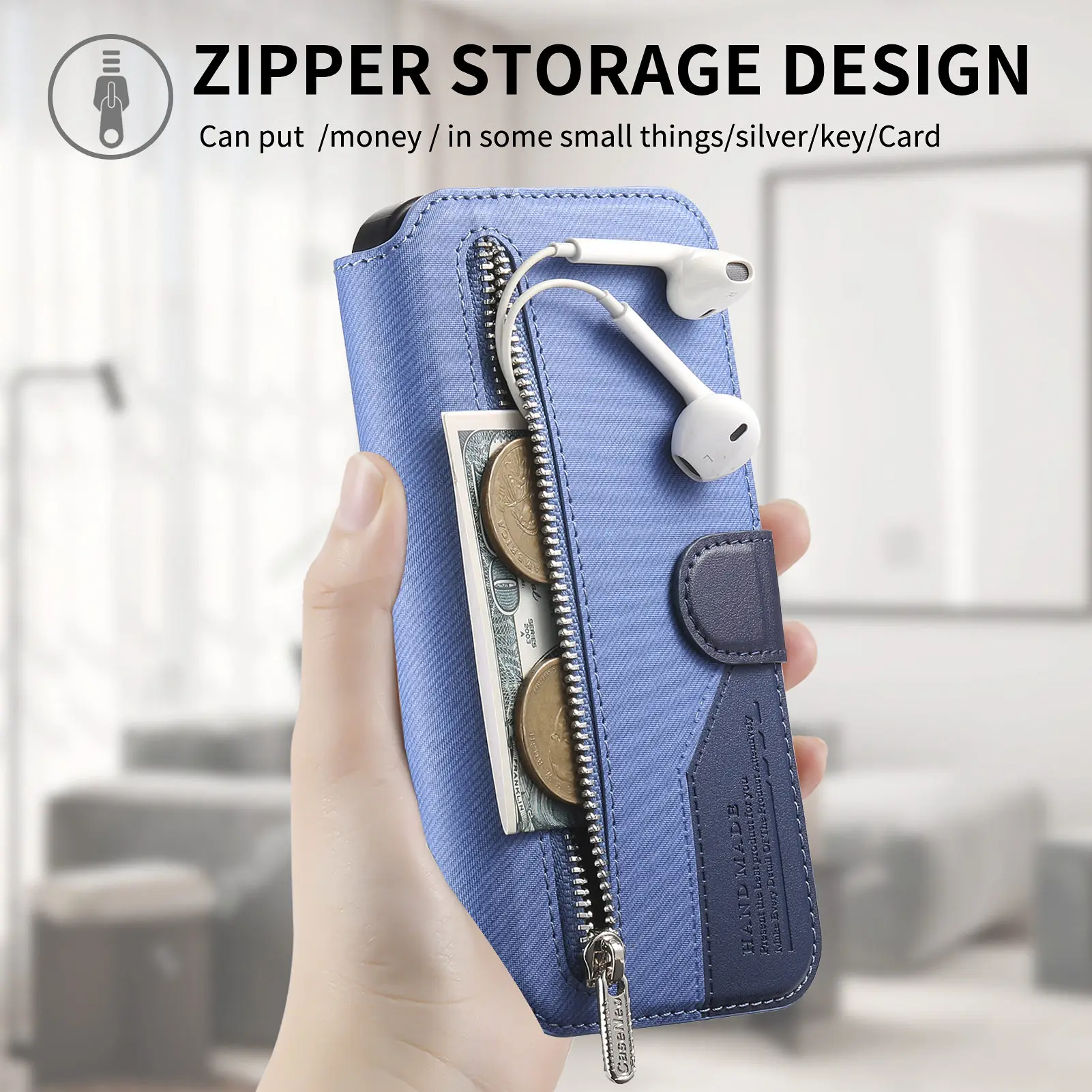 Luxury Flip Case - Detachable 2-in-1 Zipper Wallet Cover