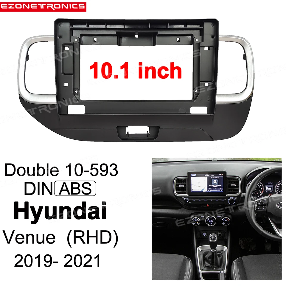 

1/2Din Car DVD Frame Audio Fitting Adaptor Dash Trim Facia Panel 10.1inch For Hyundai Venue 2019-2021 RHD Double Radio Player