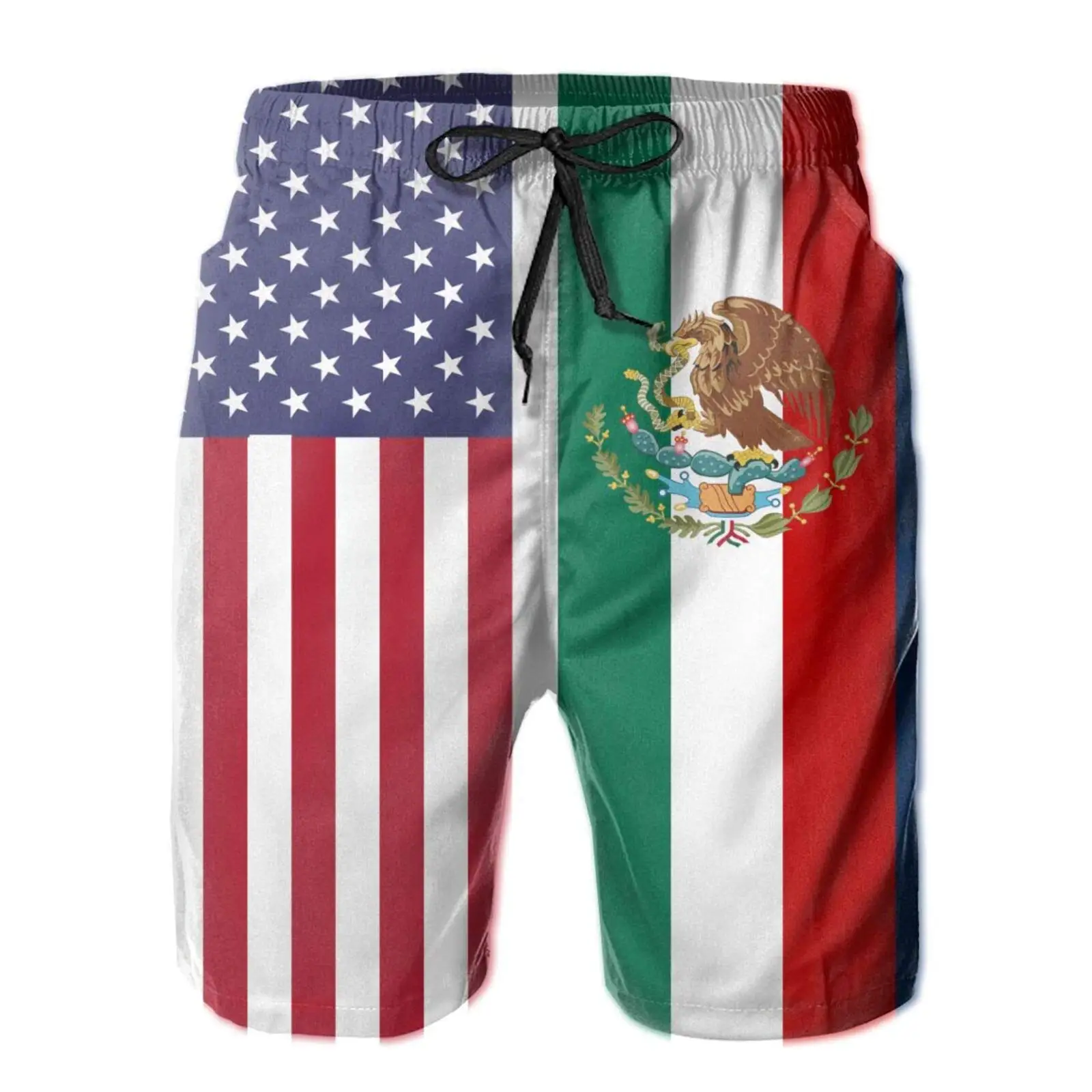 

Mens Swim Trunks American Mexican Flag Surfing Beach Board Shorts Swimwear