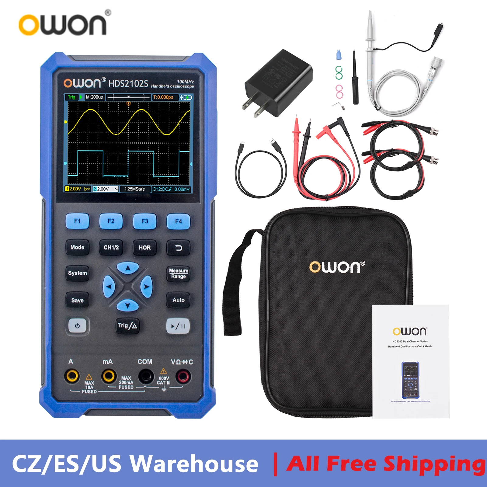Owon Hds2102s Hds2102 3 In 1 Digital Oscilloscope Multimeter Waveform