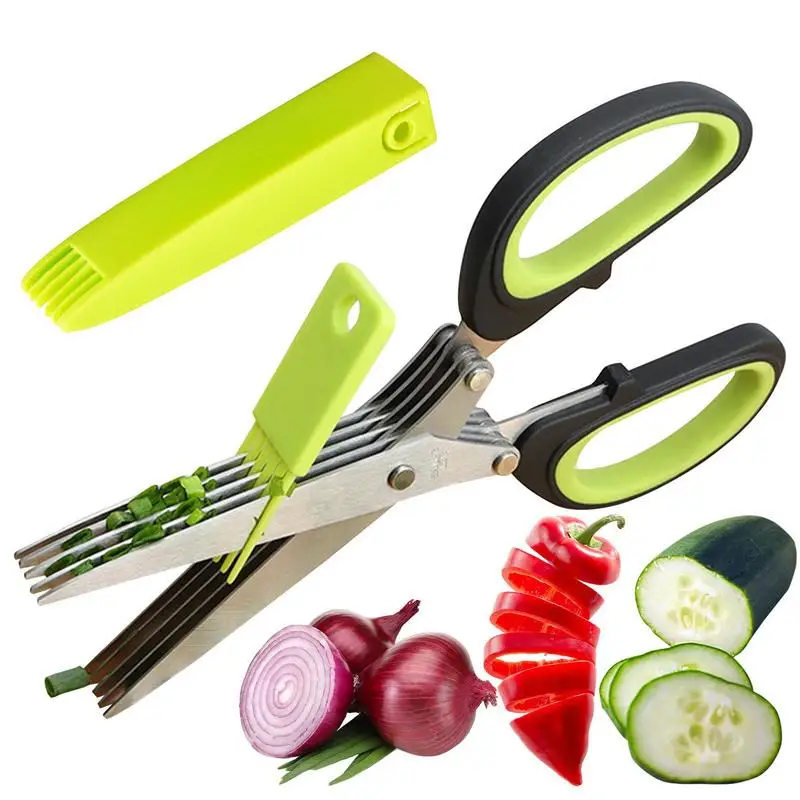 

Stainless Steel Multi 5 Layer Scissors Scallion Cutter Herb Laver Spices Cook Tool 5 Layers Stainless Cutting Shears For Cutting