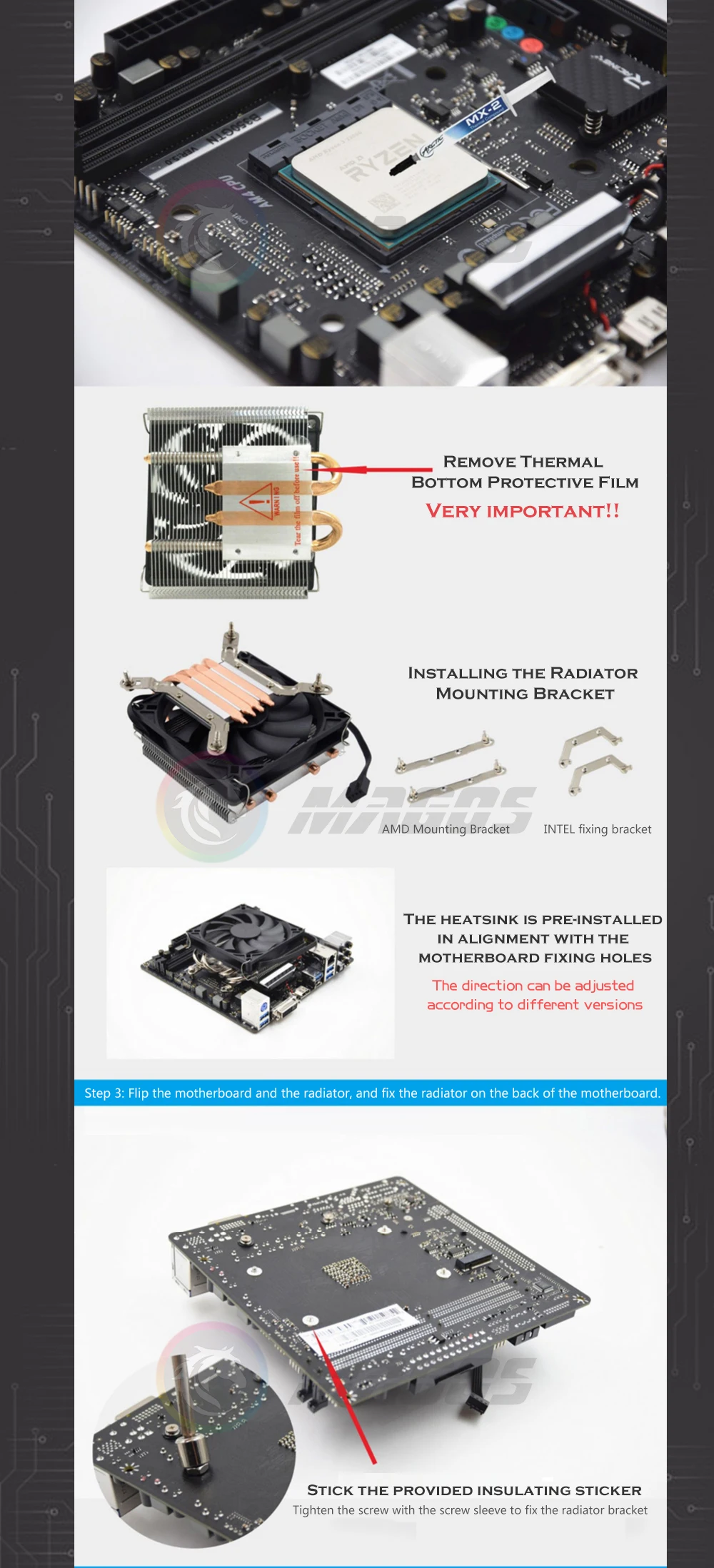 refrigerador de ar da cpu para mini caso itx alto tubos de calor cpu radiador pwm controle para plataformas