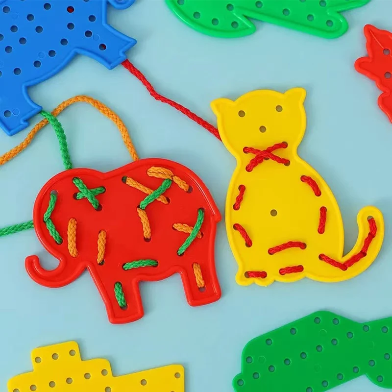 Montessori Sensory Toys Early Learning Basic Life Skills Busy Board Kids Lacing Threading Game Educational Gifts 4