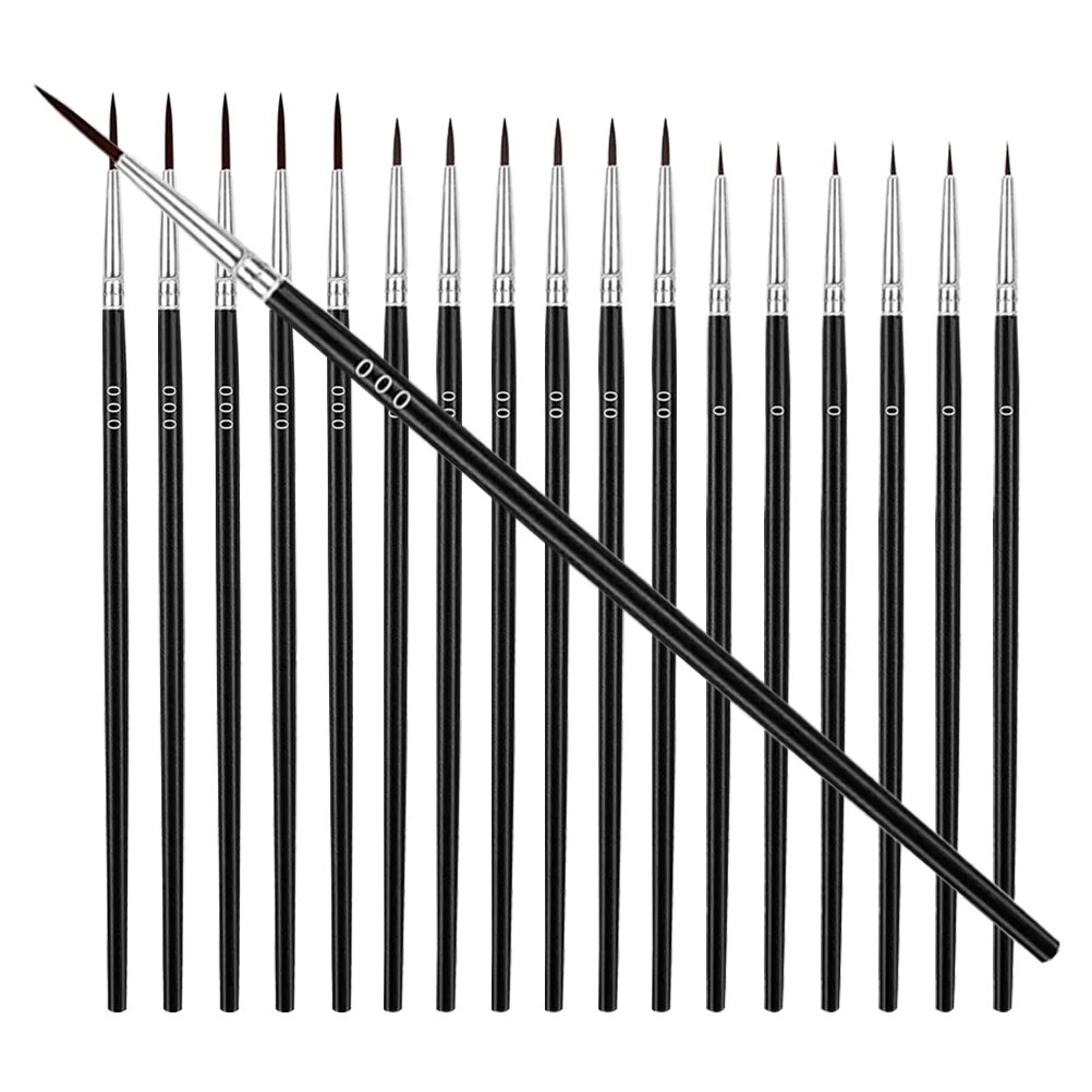 30 Pcs Hook Pen Thin Paint Brush Detail Set Miniature Brushes Number Small Wood Nylon Painting Set for Acrylic, Watercolor, Oil 3