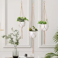Hanging Plant Handmade Macrame Plant Hanger Flower Pot Planter Hanger Wall Decor Courtyard Garden Hanging Planter Hanging Basket 6