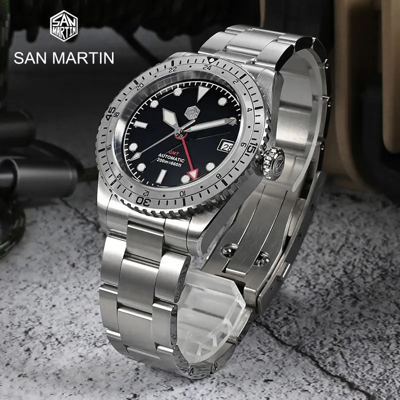 

San Martin Men Diving Watch Fashion Sapphire Bidirectional Bezel NH34 Automatic Mechanical Waterproof 200m Luminous Date Watches