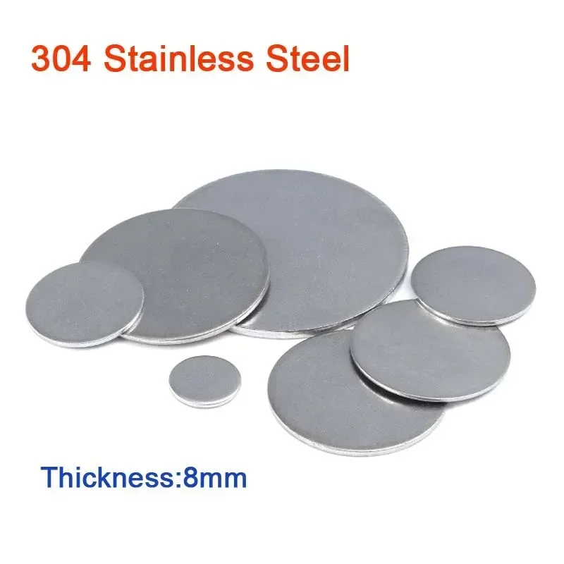 

1Pcs 304 Stainless Steel Solid Round Plate Circular Sheet Disc Round Disk Thickness 8mm Diameter 50mm - 180mm