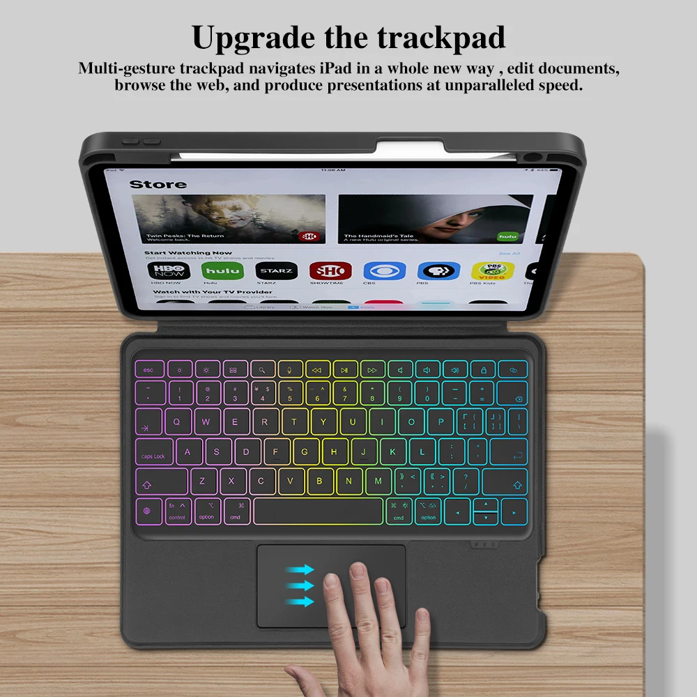 Goojodoq-case Teclado Mágico para Ipad Pro 11 Ipad Air 9ª Geração Magnético Destacável Rgb - Imagem 6