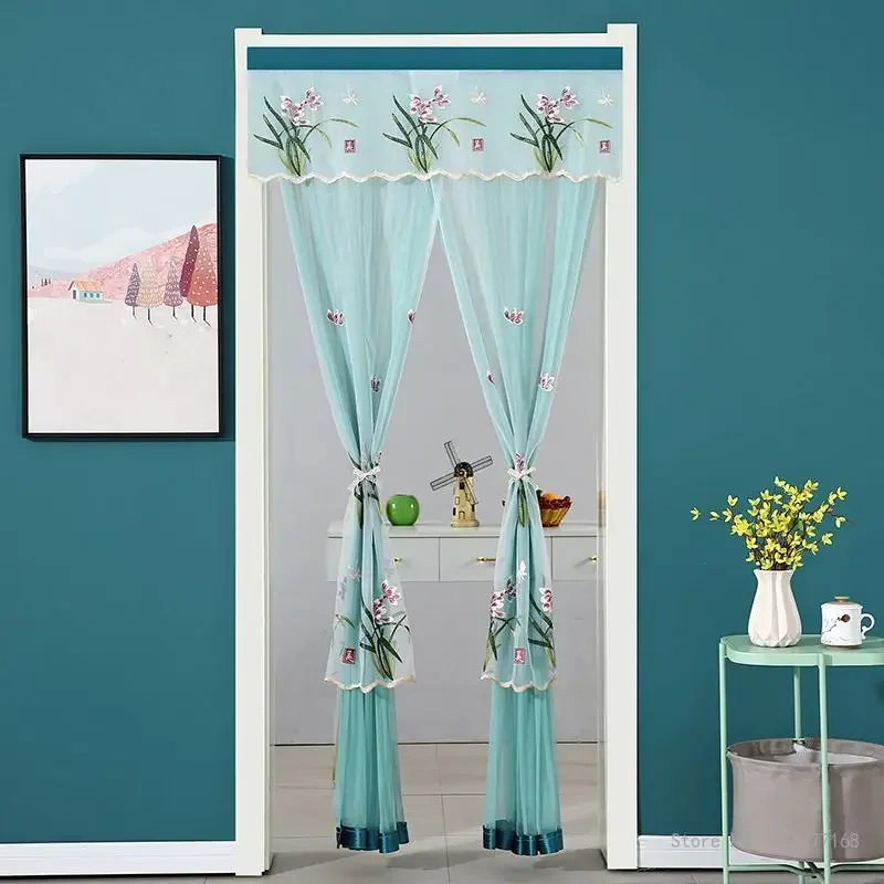 Anti-Mosquito and Insect-proof Door Curtain, Lace Partition Curtain, Anti-fly, Kitchen and Bedroom Decor, Free Punch Home Summer