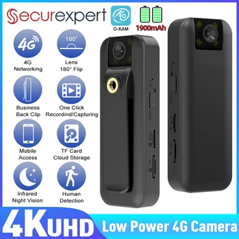 Securexpert 4G Mini telecamera wireless 4K UHD Telefono portatile Videoregistratore remoto Batteria a bassa potenza Cam Videocamera DV per visione notturna