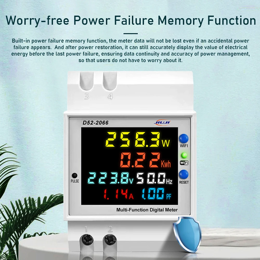 Description Picture 5 of itemTuya WiFi Home Intelligent Digital Electricity Meter DIN-Rail Voltage and Current Meter Power Factor Frequency Metering Meters