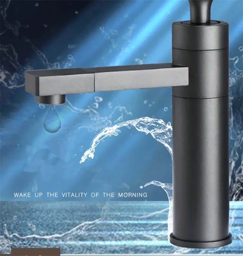 Description Picture 4 of itemBathroom Faucet Brushed Gold Bathroom Basin Cold And Hot Water Mixer Sink Tap Single Handle Deck Mounted GrayTap