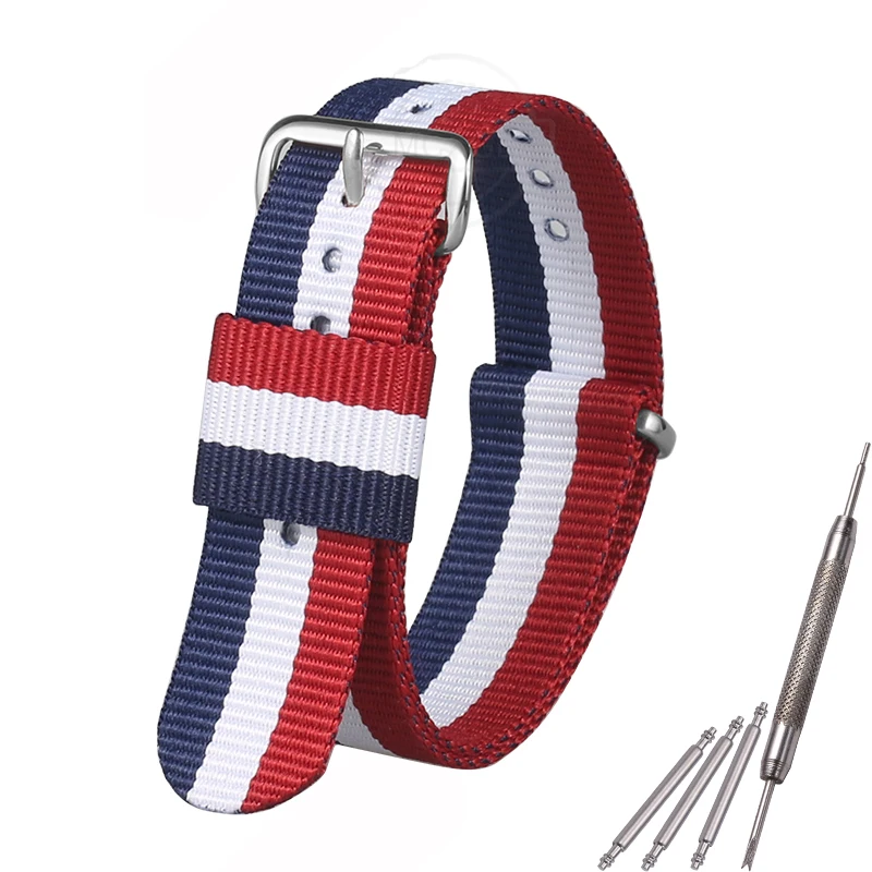 Pulsera de nailon de 16mm, 18mm y 20mm, hebilla de cierre de oro