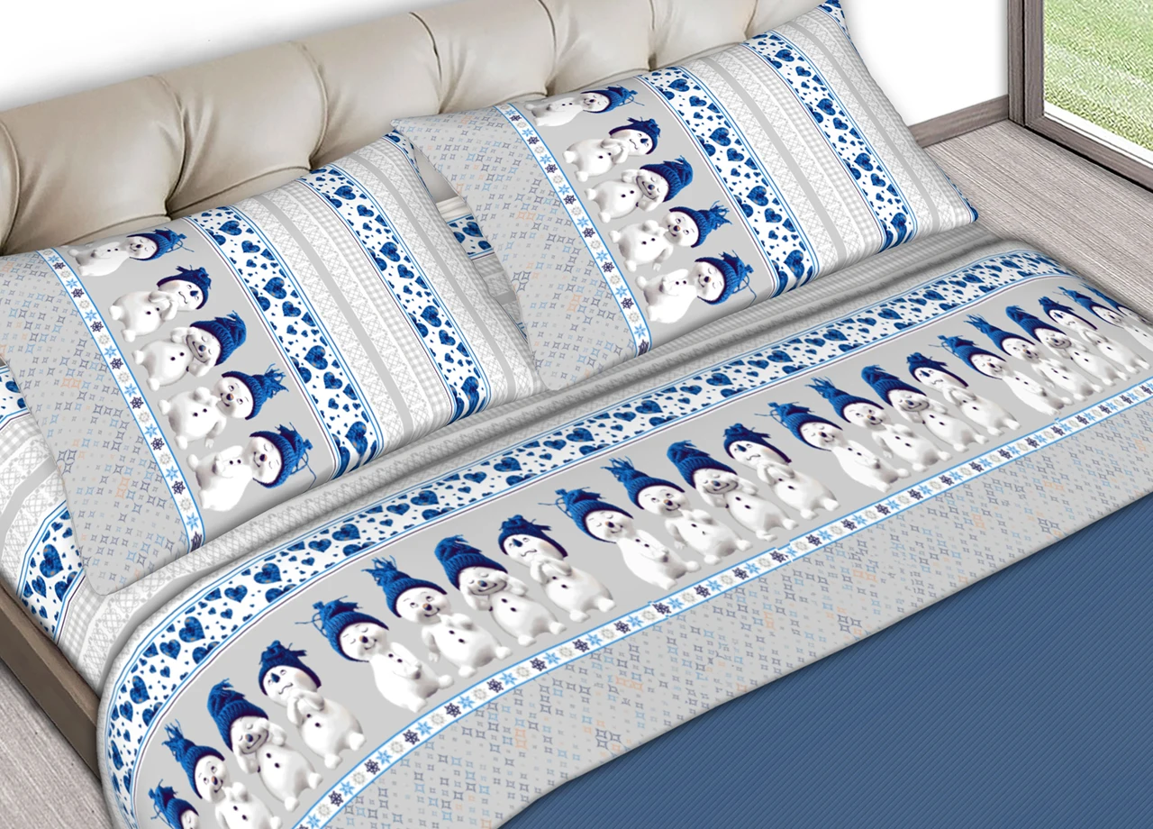 Full100cottonbedsheetsMadeInItalyDisSnowfantasysingleblue