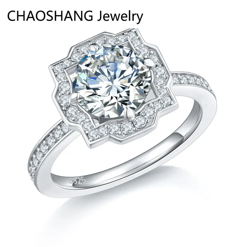 Total 2.5ct All Moissanite Engagement Rings For Women Anniversary Solid 925 Silver Round Cut VVS D Color GRA Certificate