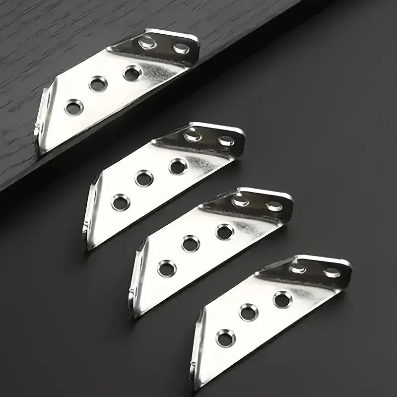 1/24set Corner Brackets Stainless Steel Furniture Angle Shelf Connector Cabinet Support Fixing Frame Corner Brace with Screw stainless steel angle bracket angled furniture hardware furniture hardware angle connector angle bracket