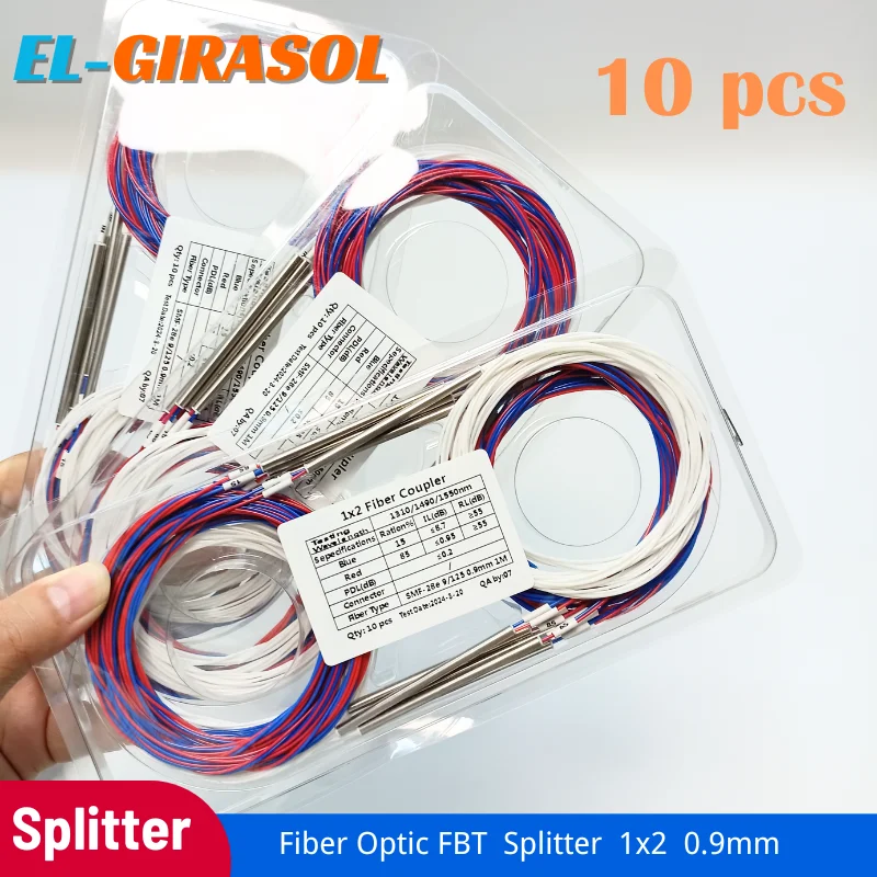 10 adet Fiber optik FBT Splitter 10/90 20/80 30/70 40/60 50/50 45/55 çeşitli türleri 1x2 0.9mm konnektörleri olmadan Ulanced çoğaltıcı