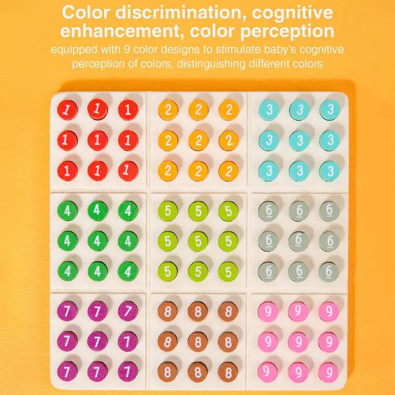 Sudoku Game Board Rainbow Number Thinking Game Brain Teaser Board Game Set Early Educational Thought Training Toy for Kids 4