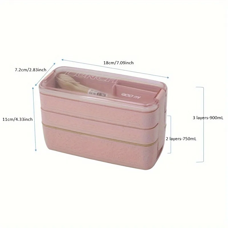 Portable Bento Box, 3-layers Lunch Box, Food Storage Tableware Outdoor Home Kitchen Accessories For Adults & Kids - 2