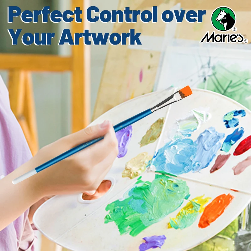 5pcs Marie's Paint Brushes Set with Flat and Details with Wolf Hair for Acrylic,Watercolor,Crafts,Models,Rocks,Canvas,Gouache 4