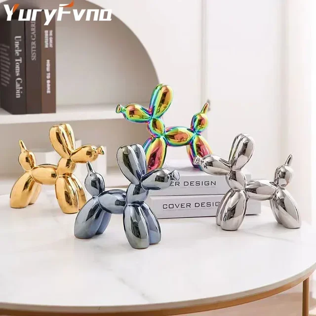 YuryFvna Ceramic Creative Balloon Dog Abstract  Ornament Sculpture Study Room Statue Home Office Accessories Decoration Gift 2