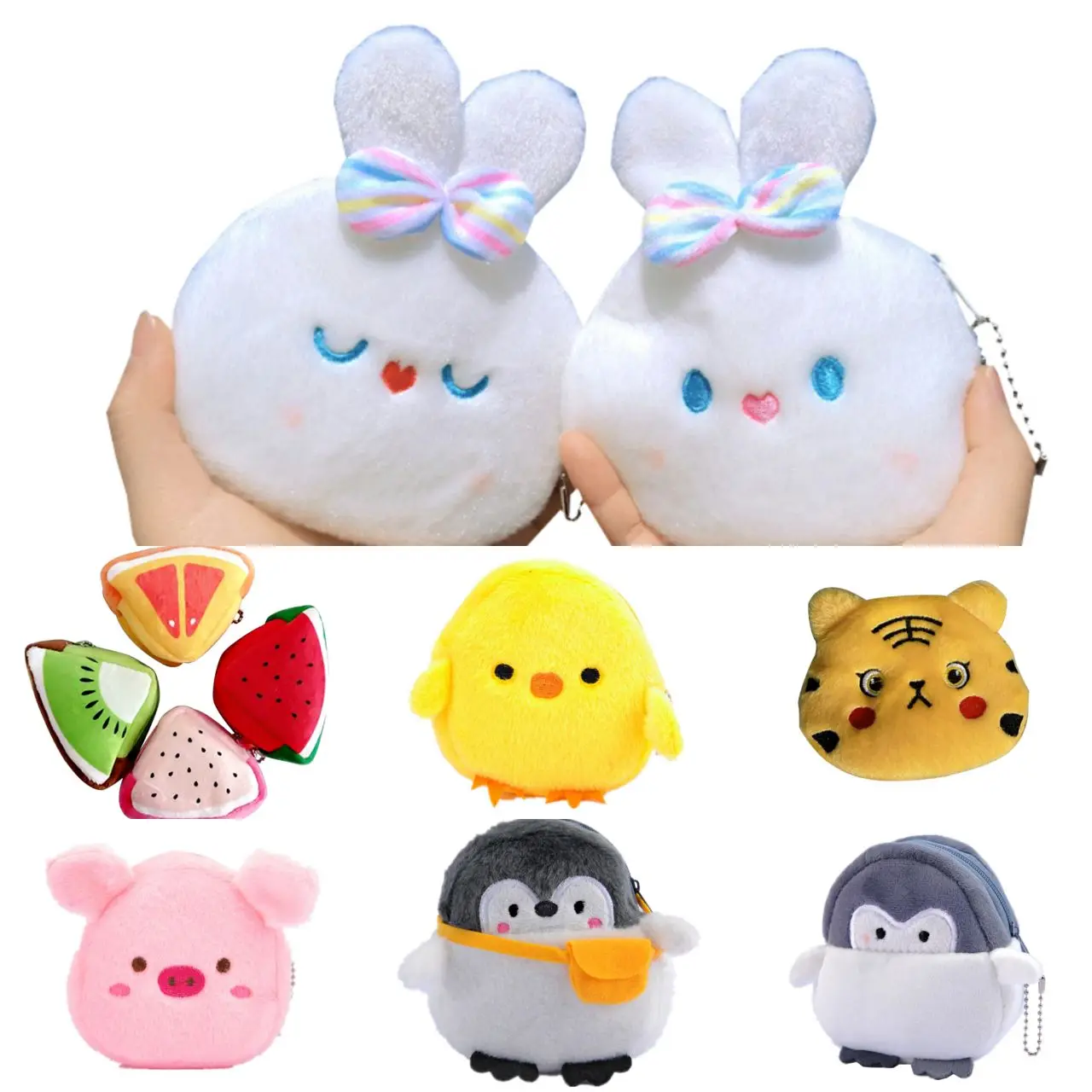 Children Plush Coin Purse Cartoon Cute Small Fresh Soft Plush Zipper Change Purse Mini Lovely Girl Money Card Holder card holder coin purse coin wallet