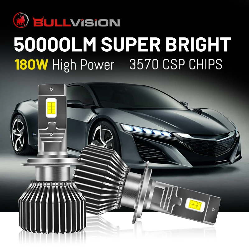 K5C Pro 180W H7 H4 H11 LED Headlights High Power 50000LM H1 H8 HB4 HB3 ...