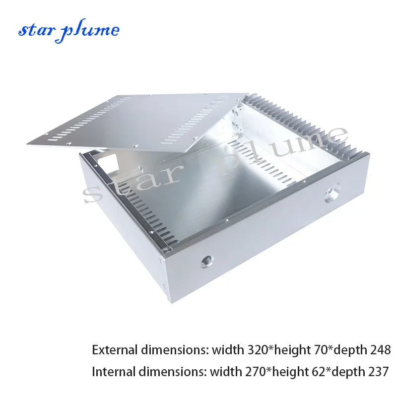 3207S All-aluminum Power Amplifier Case Single Side Radiator Power Amplifier Chassis（320*70*248mm）Aluminum Shell Chassis DIY Box