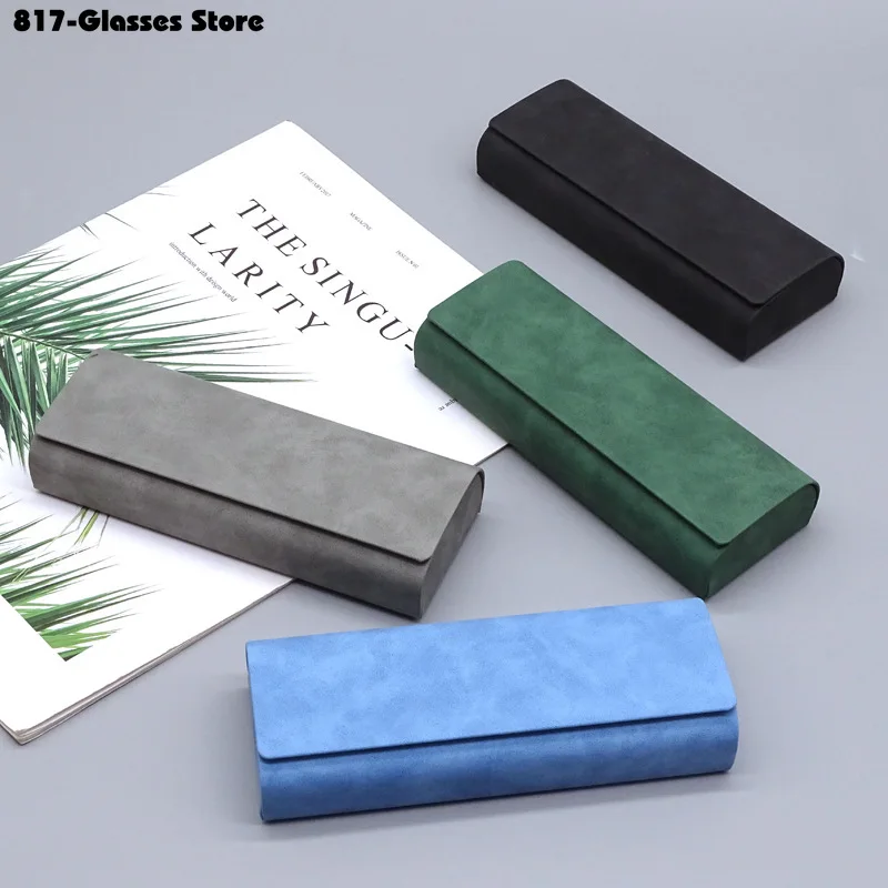 Simple Leather Eyewear Case Optical Retro Myopia Glasses Sunglasses Storage Box Fashion for Men and Women glasses case glasses storage bag zipper eyewear box