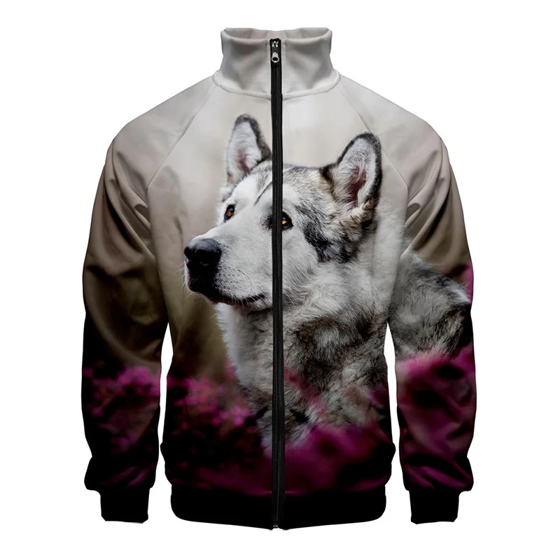 thumbnail image 1 of Nueva chaqueta con estampado 3D de husky para hombre, chaquetas con gráficos de animales de invierno para niños, ropa de calle divertida, ropa vintage, 1 of 5
