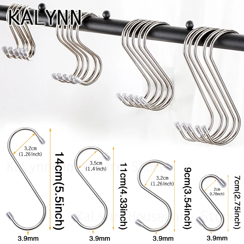 Pack S Shaped Hooks Stainless Steel Metal Hangers 1-20 multi purpose hooks metal hook