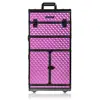 Professional Makeup Artists Rolling Train Case Charming Violet 30 inch ABS Aluminum Trolley Large Drawers Cosmetic Brush Holders 1