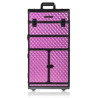 Professional Makeup Artists Rolling Train Case Charming Violet 30 inch ABS Aluminum Trolley Large Drawers Cosmetic Brush Holders 1