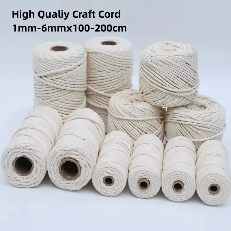 Cotton Macrame Cord Rope 1/2/3/4/5/6mm 109/218Yards for DIY Crafts Knitting