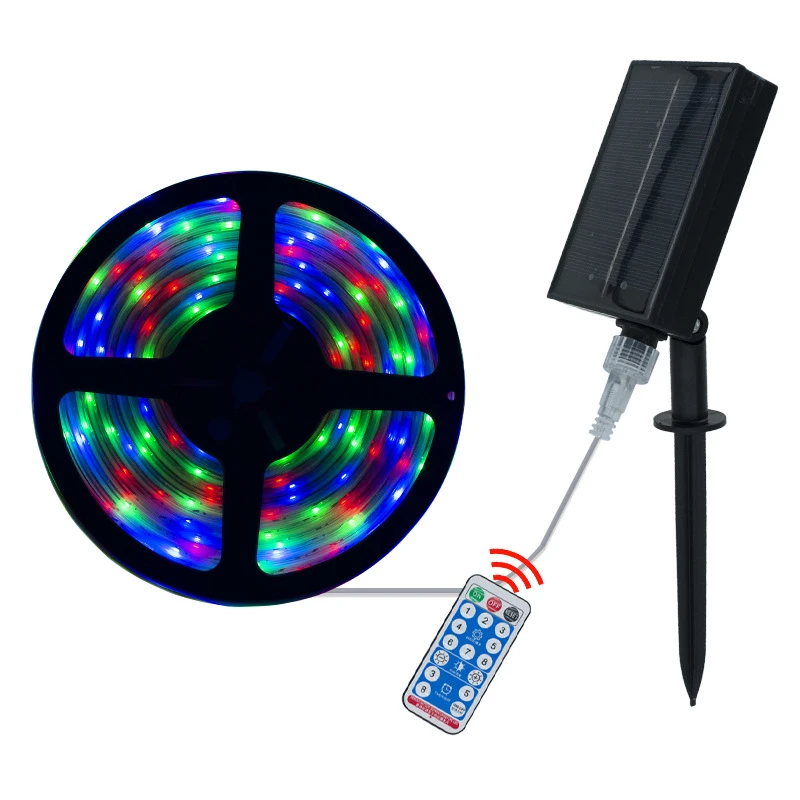 Solar Powered 3/5M Strip Light Outdoor RGB 2835 Flexible Lighting