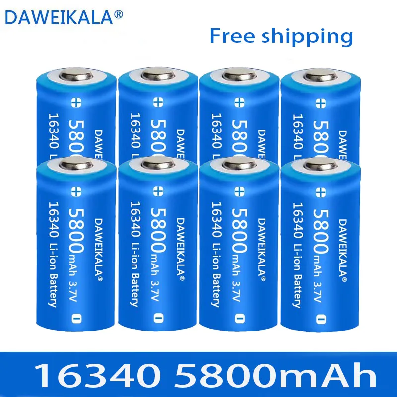 5800mAh Rechargeable 3.7V Liion 16340 Batteries CR123A Battery for LED