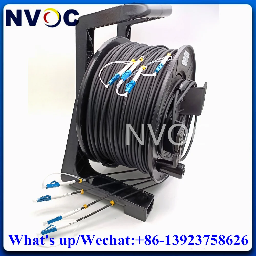 4C SM 100M 150M Portable Field Deployable Tactical Fiber Optic TPU/LSZH Cable Reels Winding Drum PCD235 with LC-LCUPC  Connector