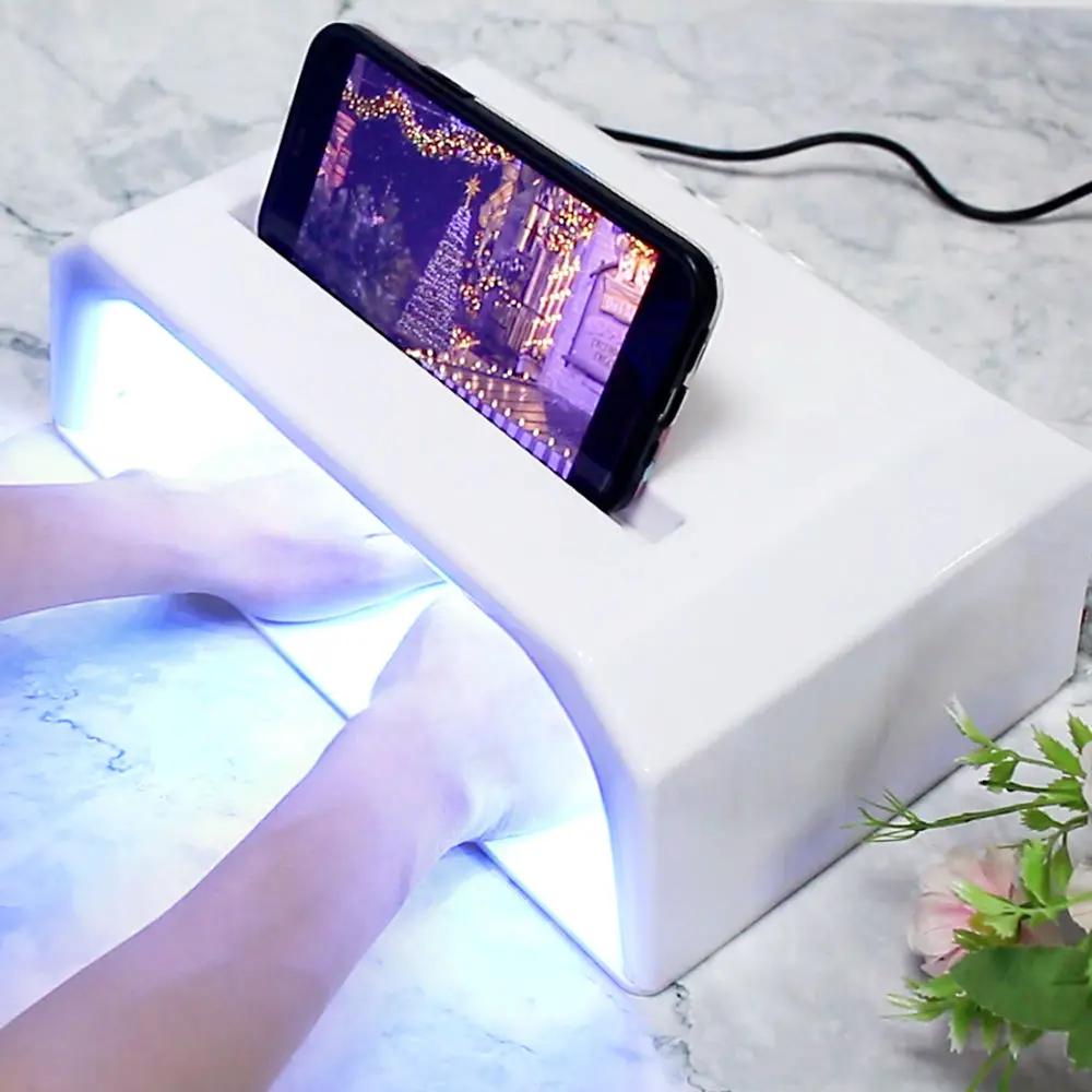 120w Two Hand Nail Lamp No Battery Quick Curing Nail Dryer 60 Beads Led Nail Lamp with Mobile Holder for Professional Manicure 5