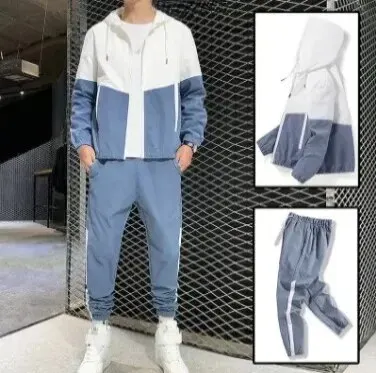Azul - Conjunto Deportivo Informal de 2 Pcs para Hombre