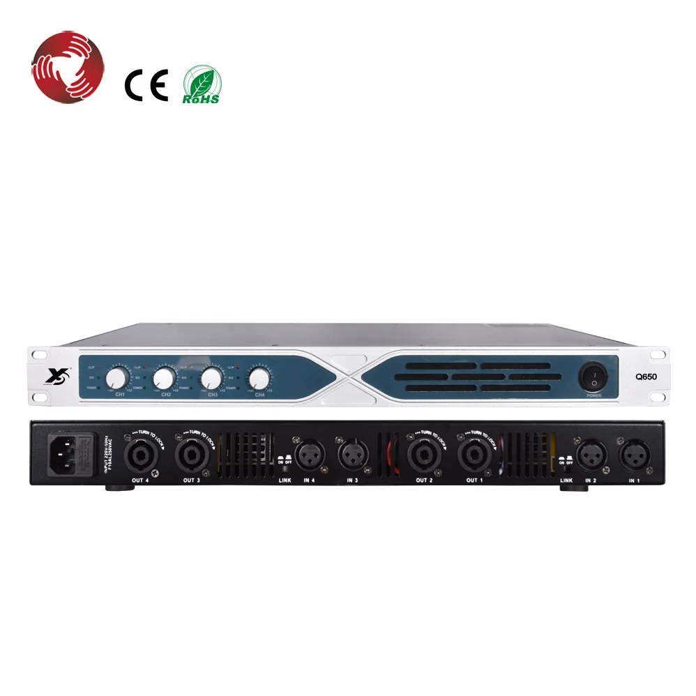 

4-channel 600W professional Class D amplifier power audio Q600 1U size