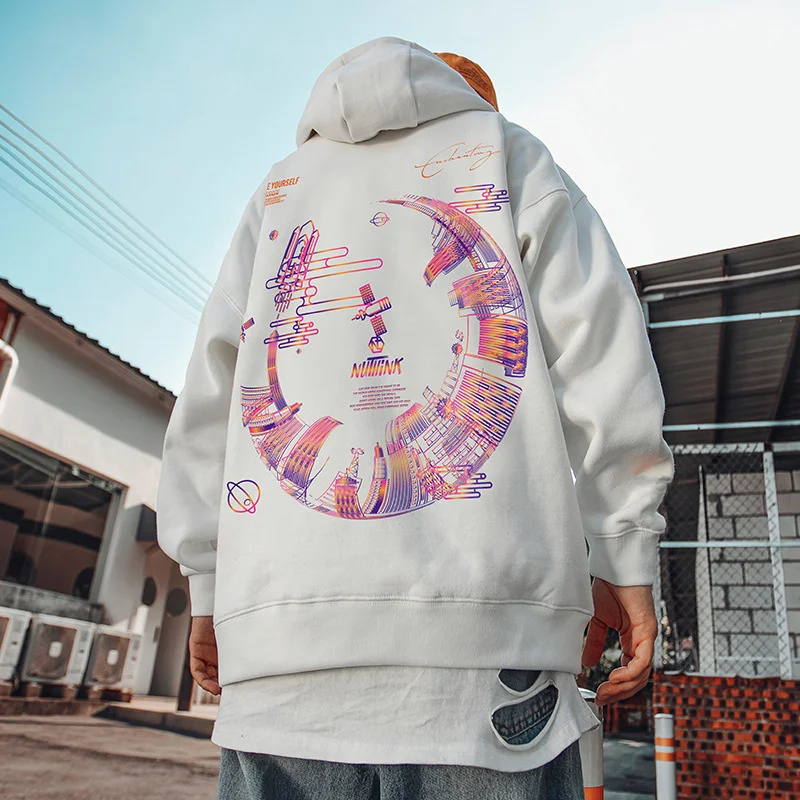 남성용 하이 스트리트 그래피티 그래픽 후디, 루즈 플리스 후디, 하라주쿠 힙합, 오버사이즈 캐주얼 후드 스웻셔츠, Y2K 의류
