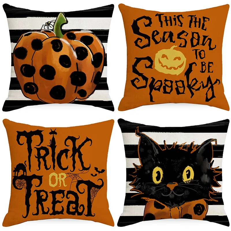 

Halloween Pumpkins Cushion Cover Decorations For Home Ornament Happy New Year Christmas Decor 2023