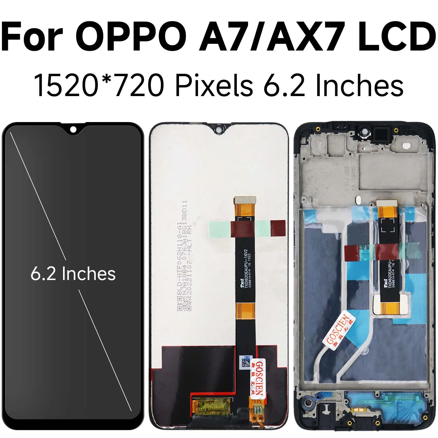 OPPO A7 / AX7 LCD 디스플레이 터치 스크린 패널 디지타이저 어셈블리 교체, OPPO A7 CPH1901, CPH1903 LCD, 6.2 인치
