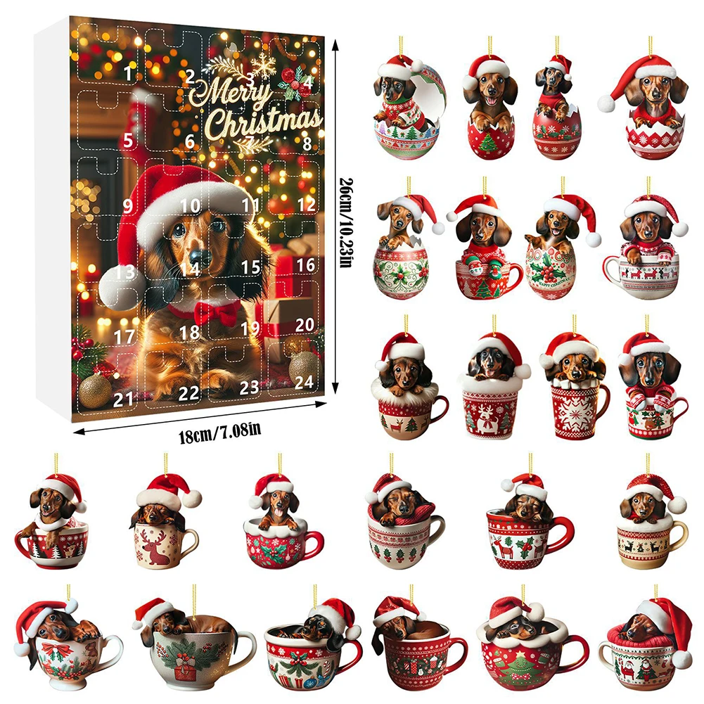 Dachshunds Christmas Advent Calendar 2024 With Dachshunds Figure Ornaments Xmas Advent Calendar Christmas Gifts for Dog Lover
