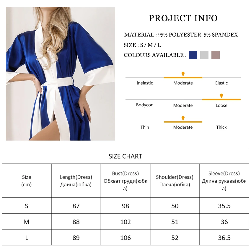 Waliicorners Sleeve V Neck Home Robe Female Casual Bathrobe Satin Nightwear Patchwork Women Robes With Sashes 8 S903d91bdf2e14e3db6d4150c7a22a9e12