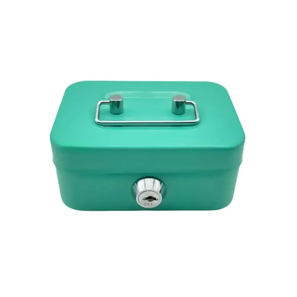 Minisleutel-spaarpot voor kinderen, kluis voor kinderen, metalen kluis met sleutel, spaarpot voor kinderen, mini-sleutelopbergdoos, spaarvarken, geldkluis met wachtwoord en 2 sleutels (blauw
