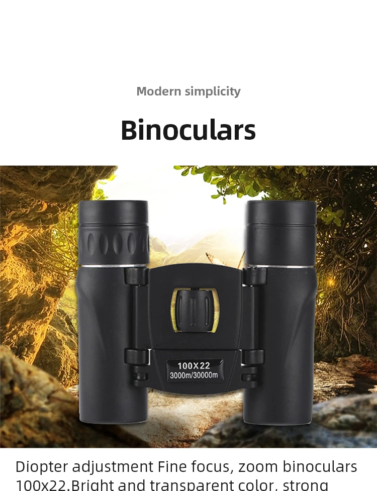 100x22 mini tragbar hd fernglas 30000m lang reichweite klapp bak4 fmc optik für jagd sport outdoor camping travel – Detail 1