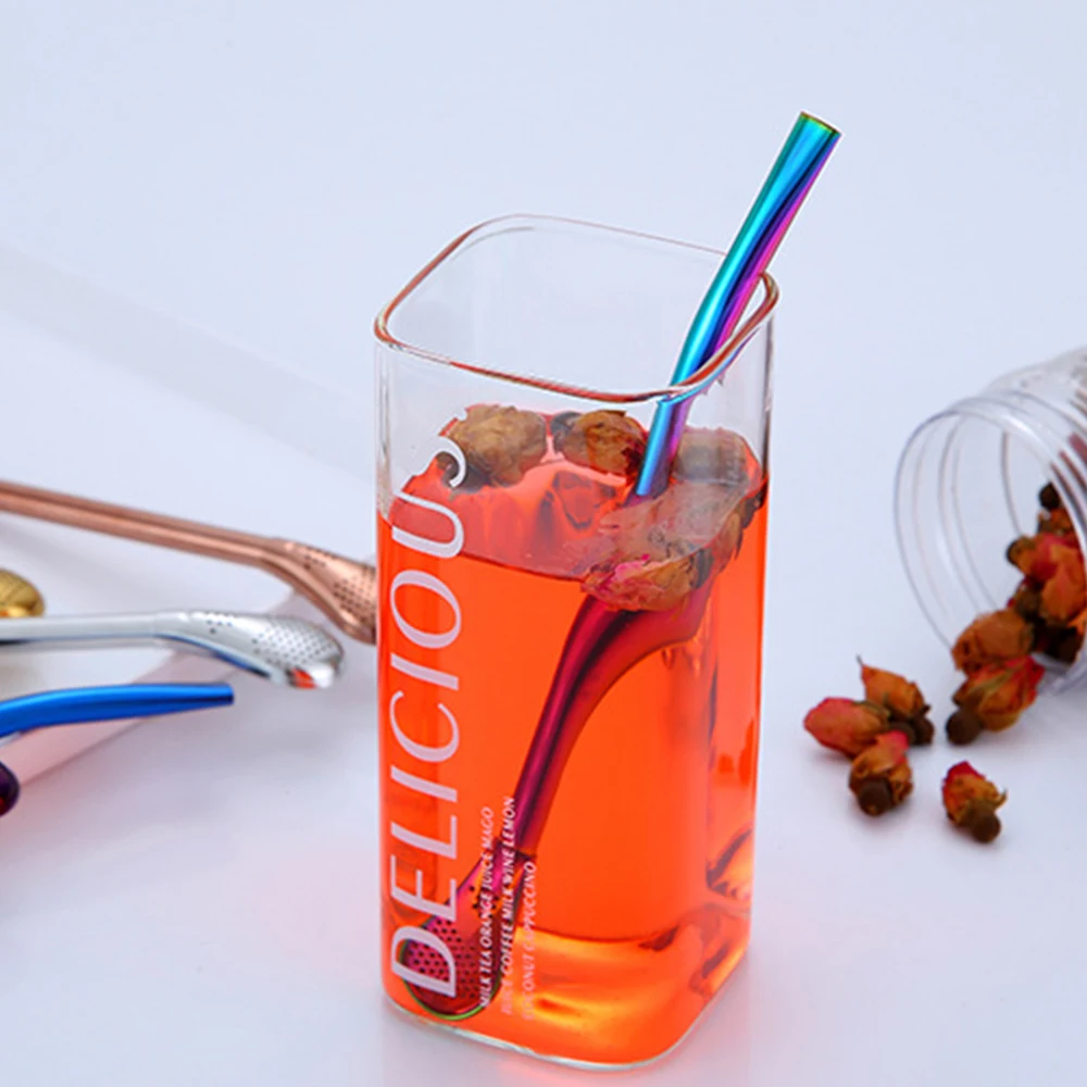 Description Picture 3 of itemColorful 304 Stainless Steel Tea Drinking Straws Spoon Yerba Mate Tea Filter Reusable Bombilla Gourd Tea Tools Bar Accessories